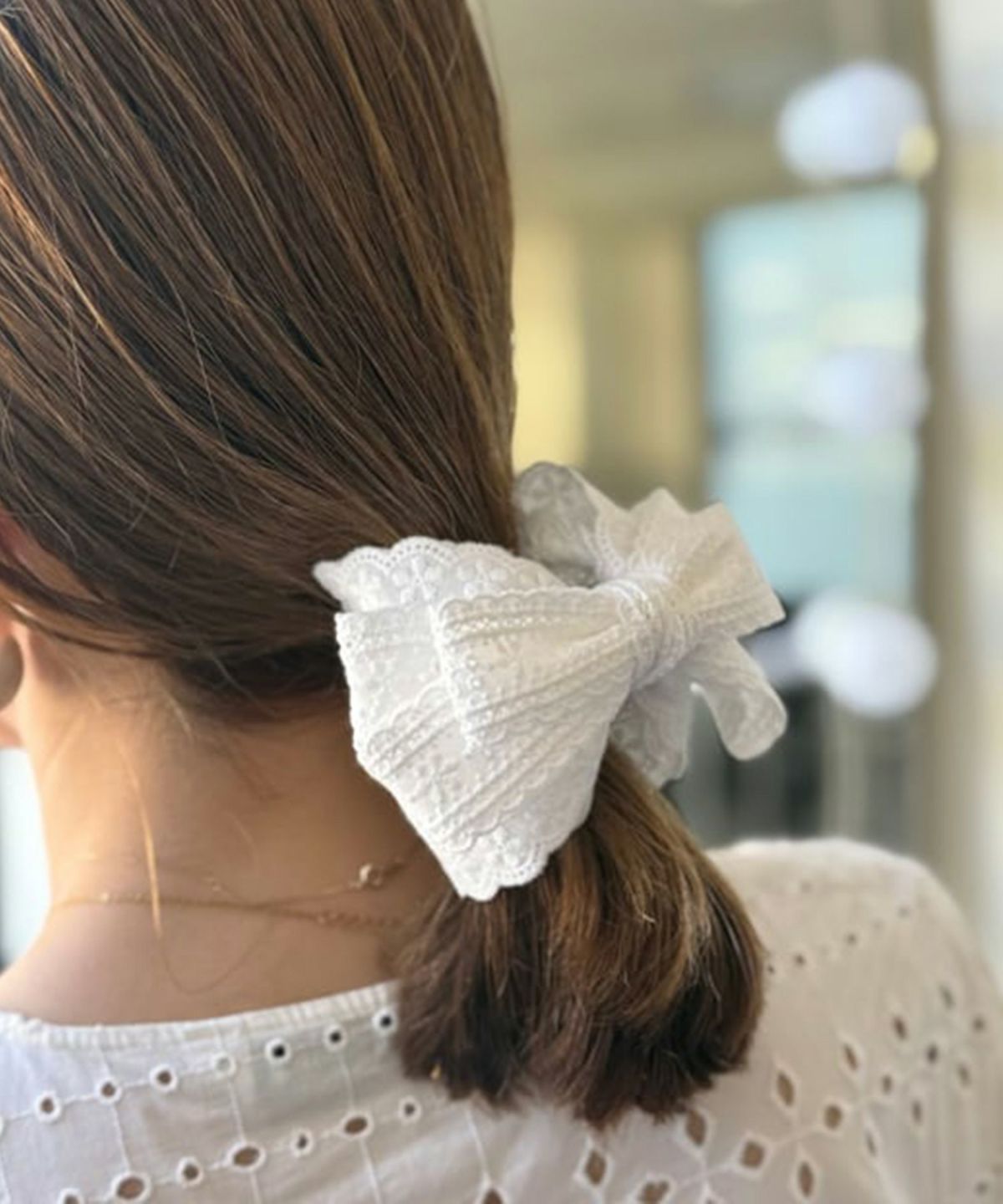 コットンレースリボンフロントバンスクリップ【nuage】
