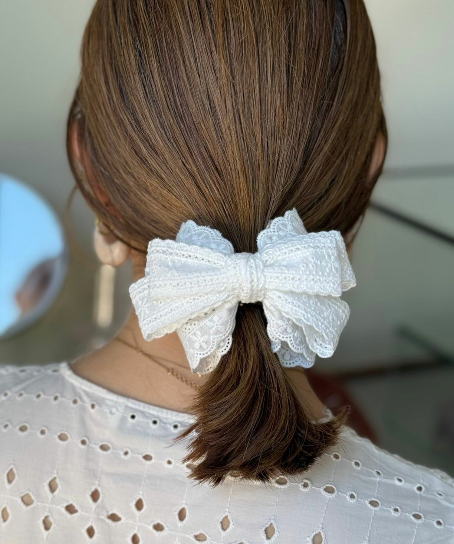コットンレースリボンフロントバンスクリップ【nuage】