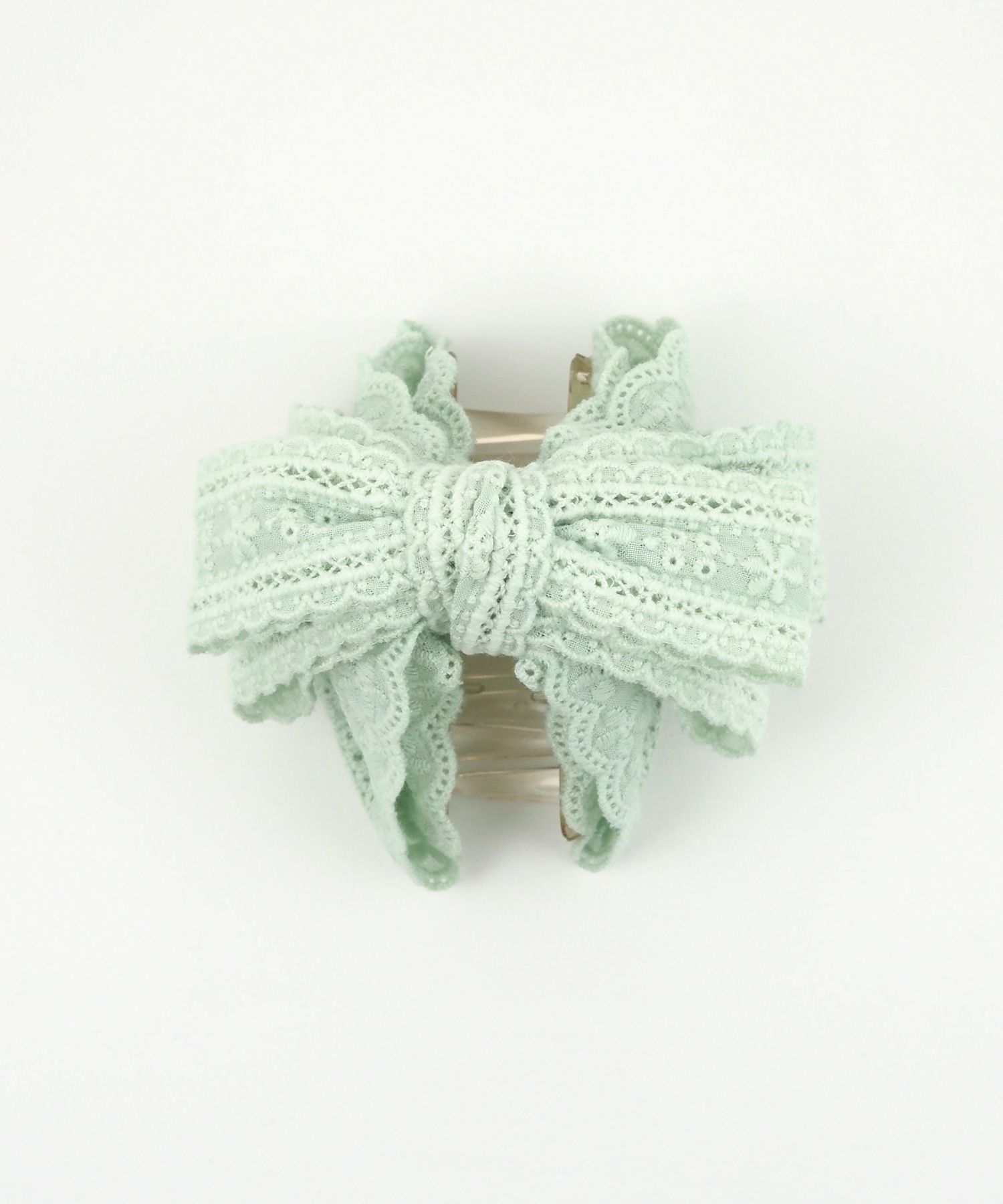 コットンレースリボンフロントバンスクリップ【nuage】