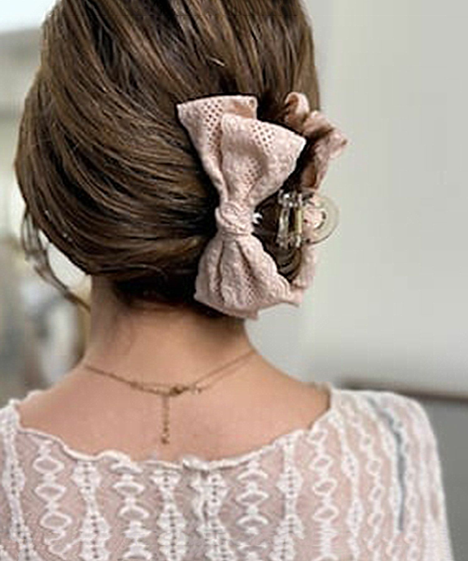 コットンレースリボンサイドバンスクリップ【nuage】