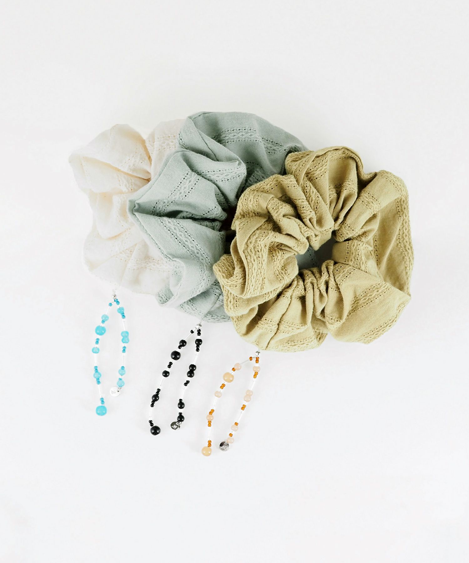 ビーズ付コットンレースシュシュ【nuage】