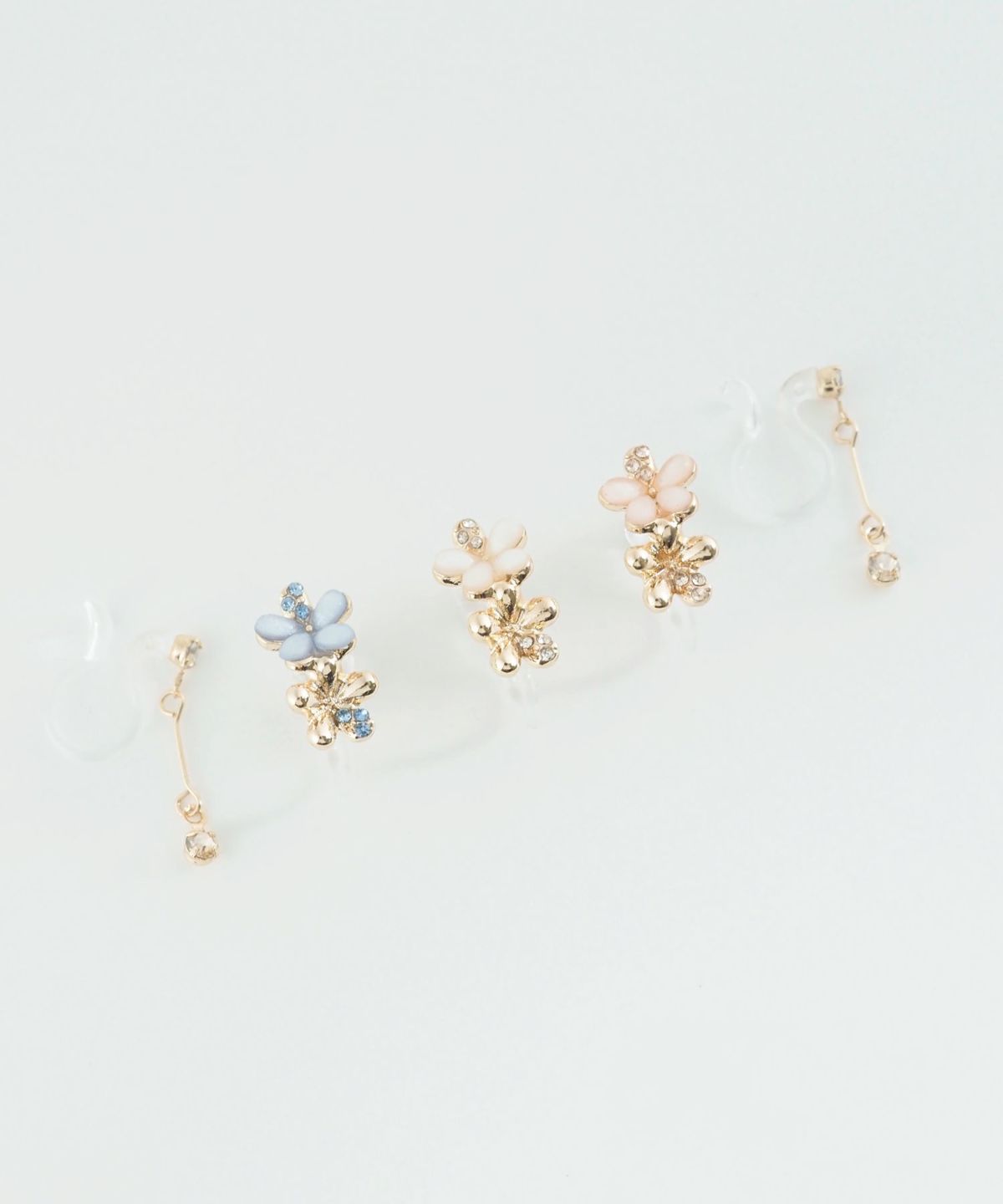 フラワービジューセット樹脂ノンホールイヤリング