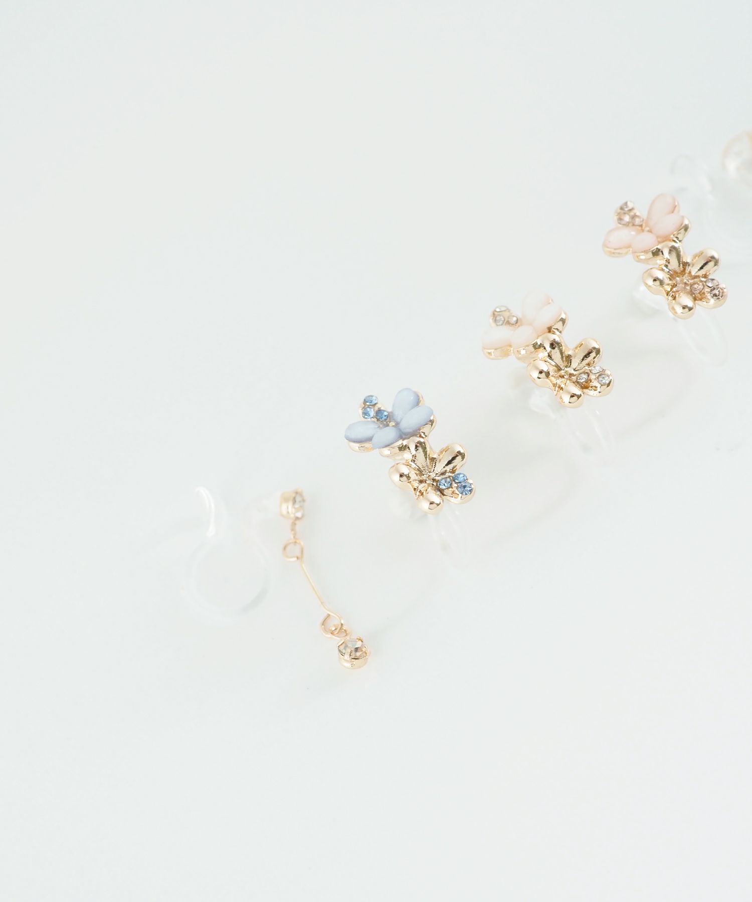 フラワービジューセット樹脂ノンホールイヤリング