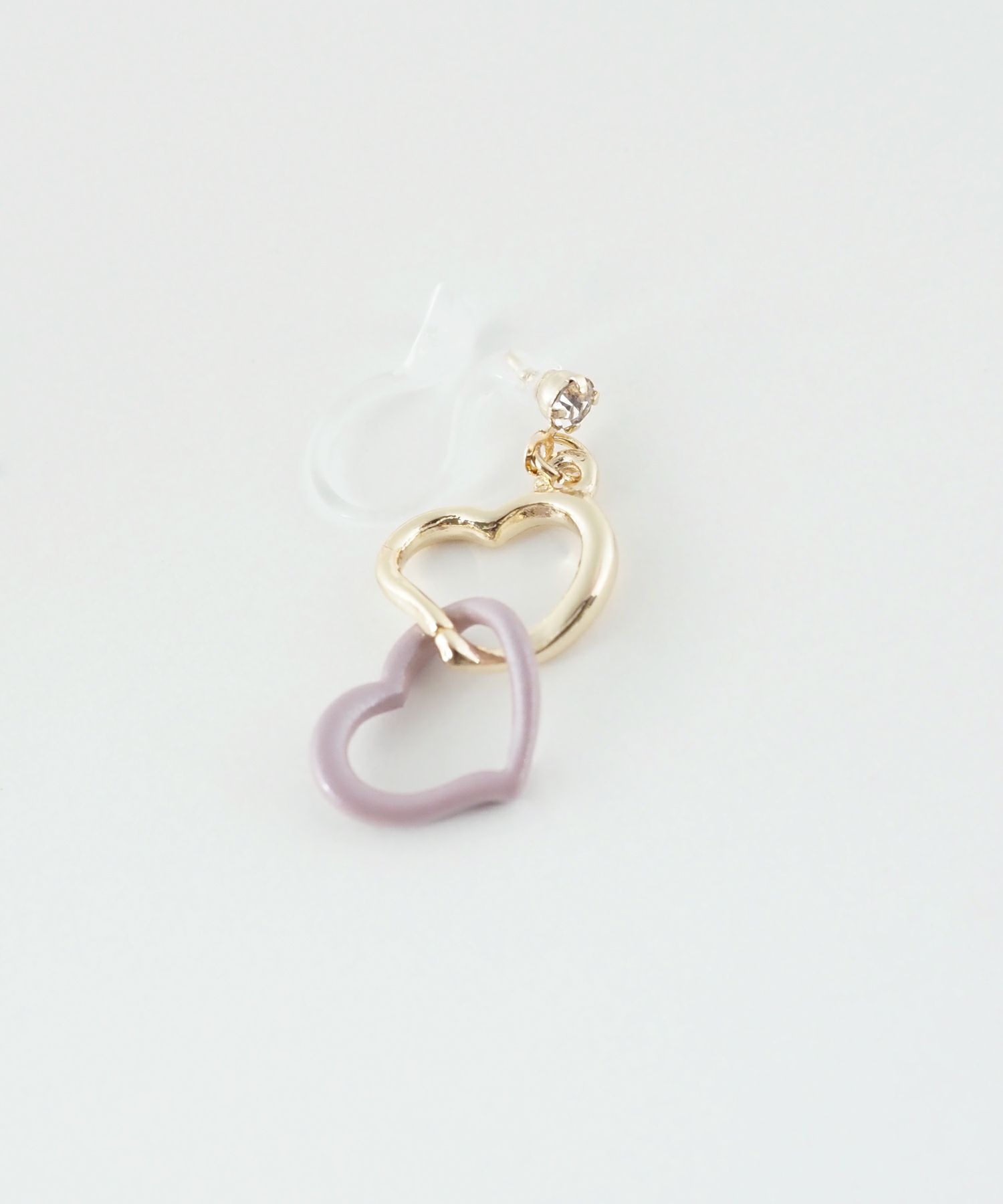 バイカラーハート樹脂ノンホールイヤリング