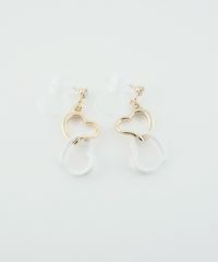 バイカラーハート樹脂ノンホールイヤリング