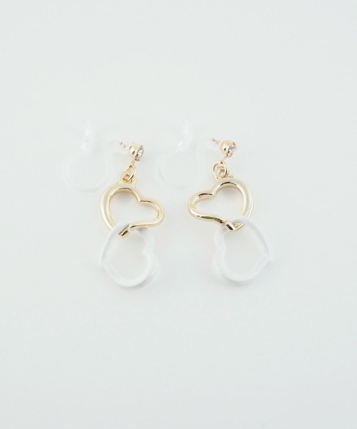 バイカラーハート樹脂ノンホールイヤリング