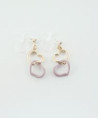 バイカラーハート樹脂ノンホールイヤリング