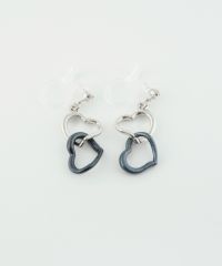 バイカラーハート樹脂ノンホールイヤリング