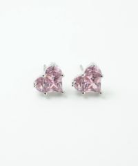 キュービックハートシャイニーチタンポストピアス【Dahlia】