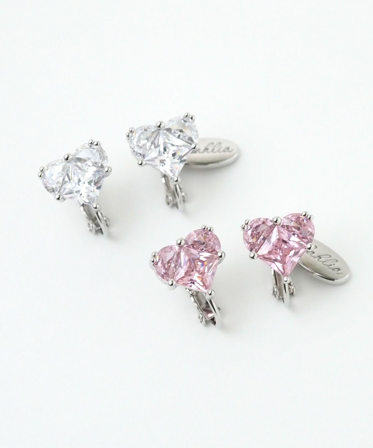 キュービックハートシャイニーイヤリング【Dahlia】