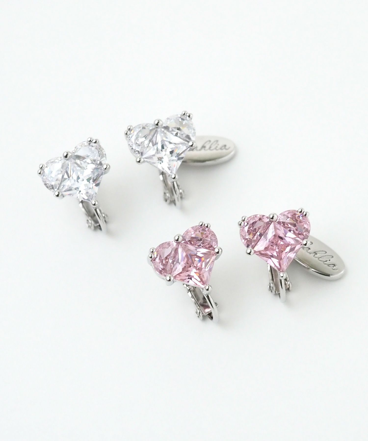 キュービックハートシャイニーイヤリング【Dahlia】