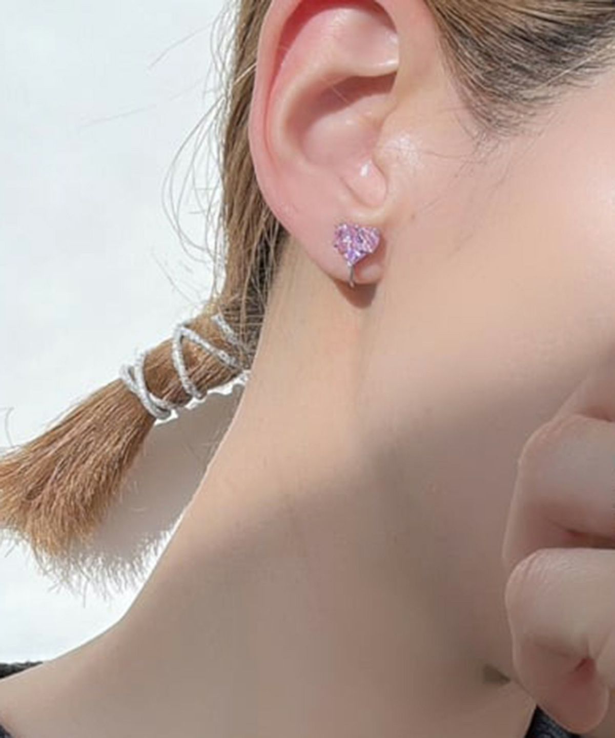 キュービックハートシャイニーイヤリング【Dahlia】