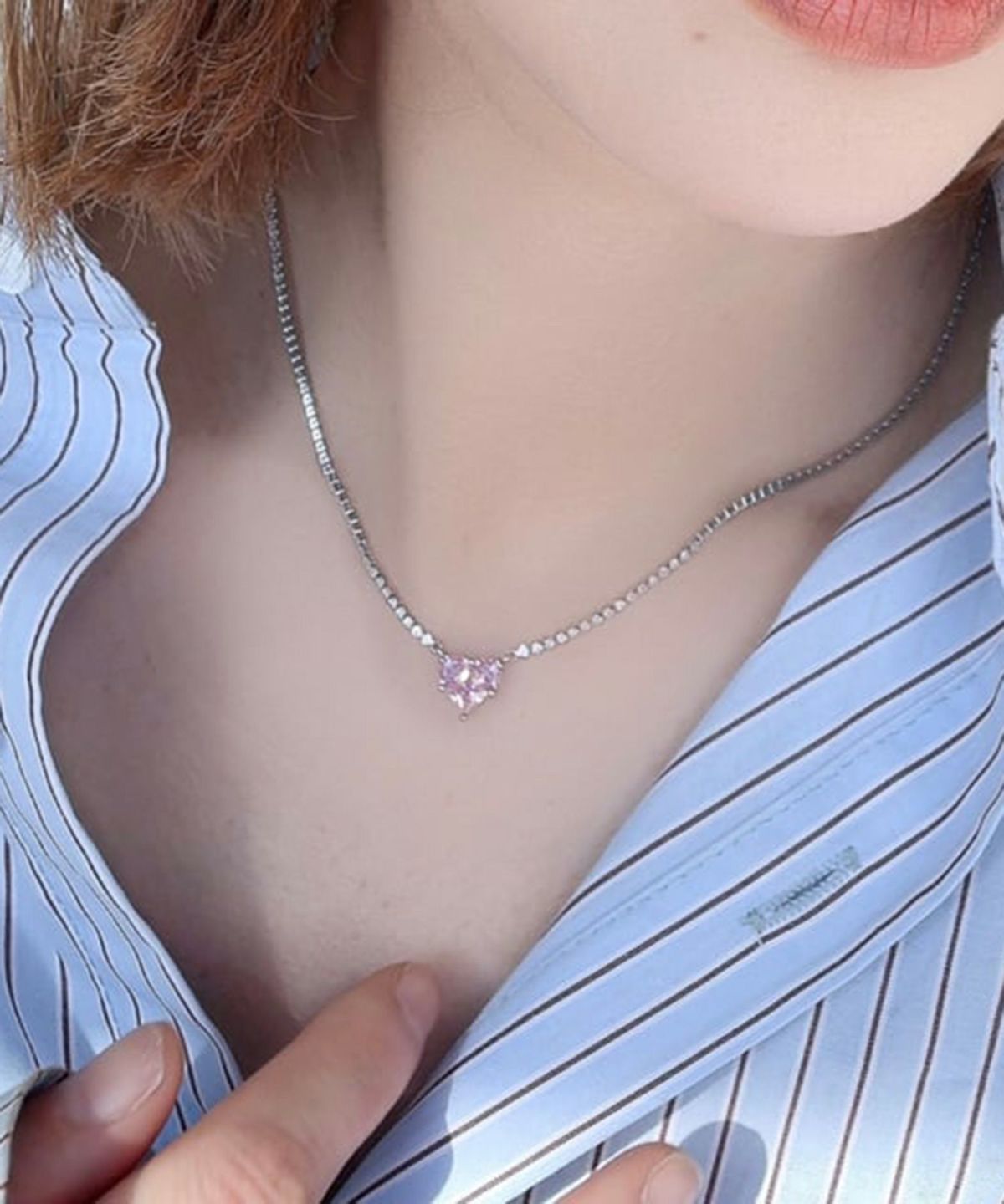 キュービックハートシャイニーネックレス【Dahlia】