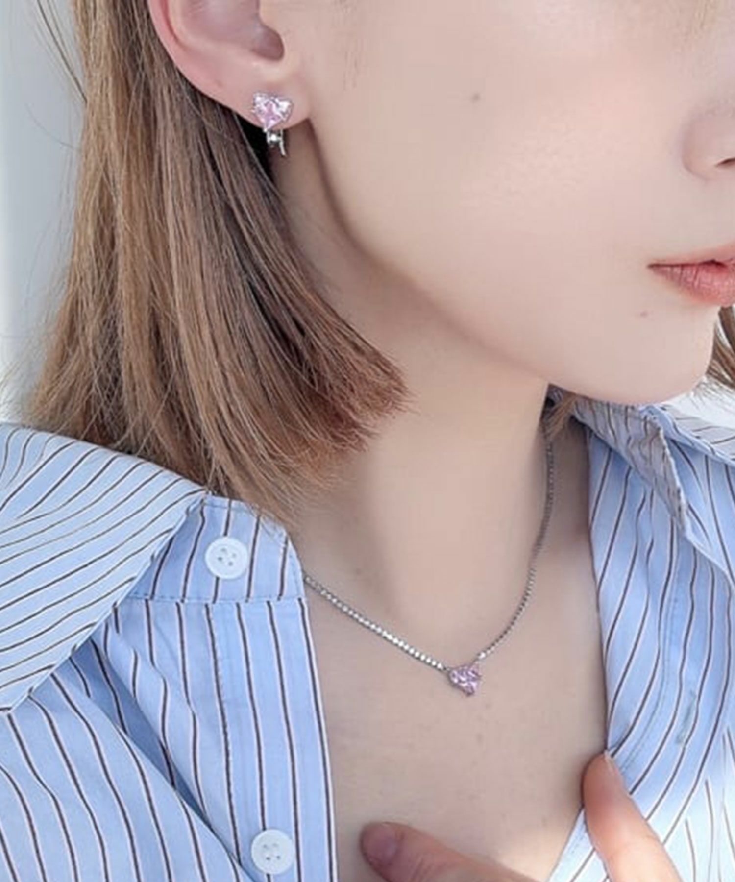 キュービックハートシャイニーネックレス【Dahlia】