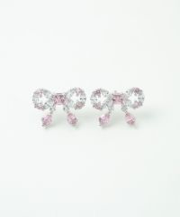 キュービックリボンシャイニーチタンポストピアス【Dahlia】