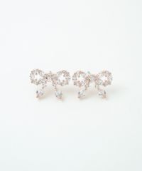 キュービックリボンシャイニーチタンポストピアス【Dahlia】