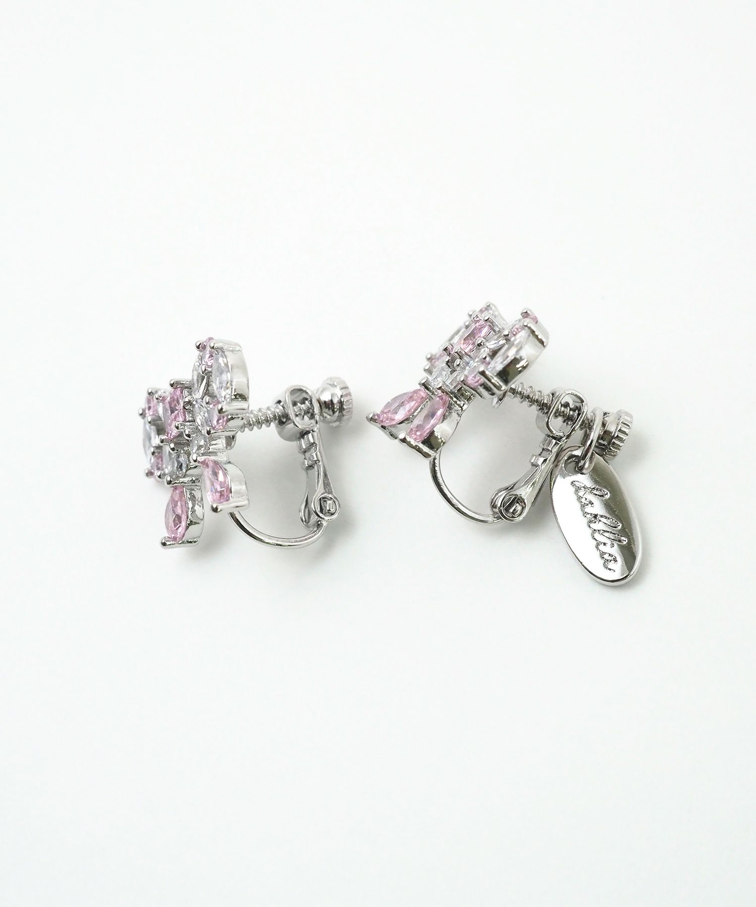 キュービックリボンシャイニーイヤリング【Dahlia】