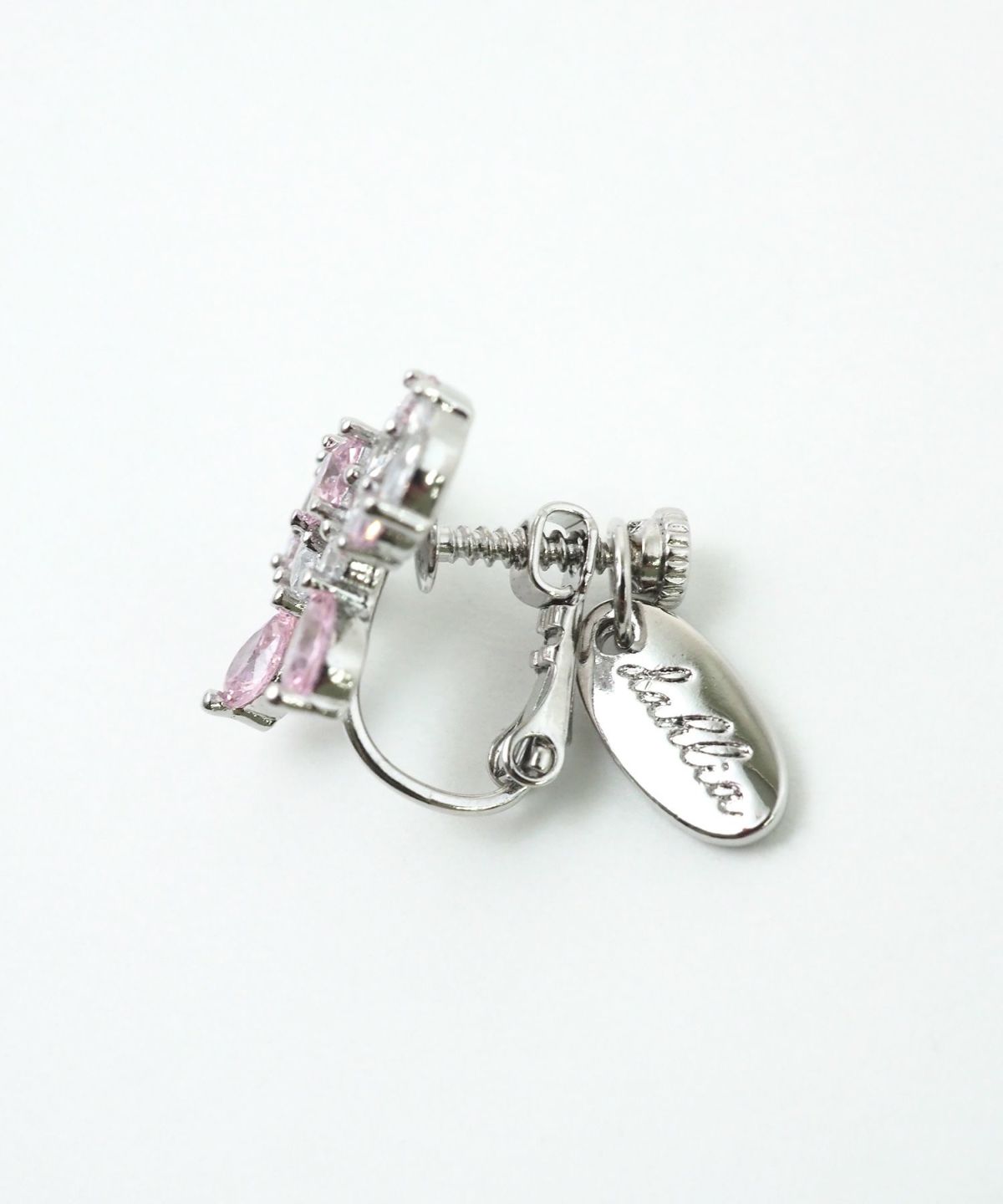 キュービックリボンシャイニーイヤリング【Dahlia】