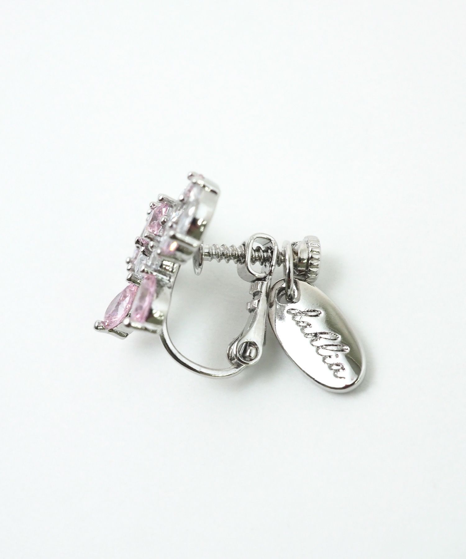 キュービックリボンシャイニーイヤリング【Dahlia】