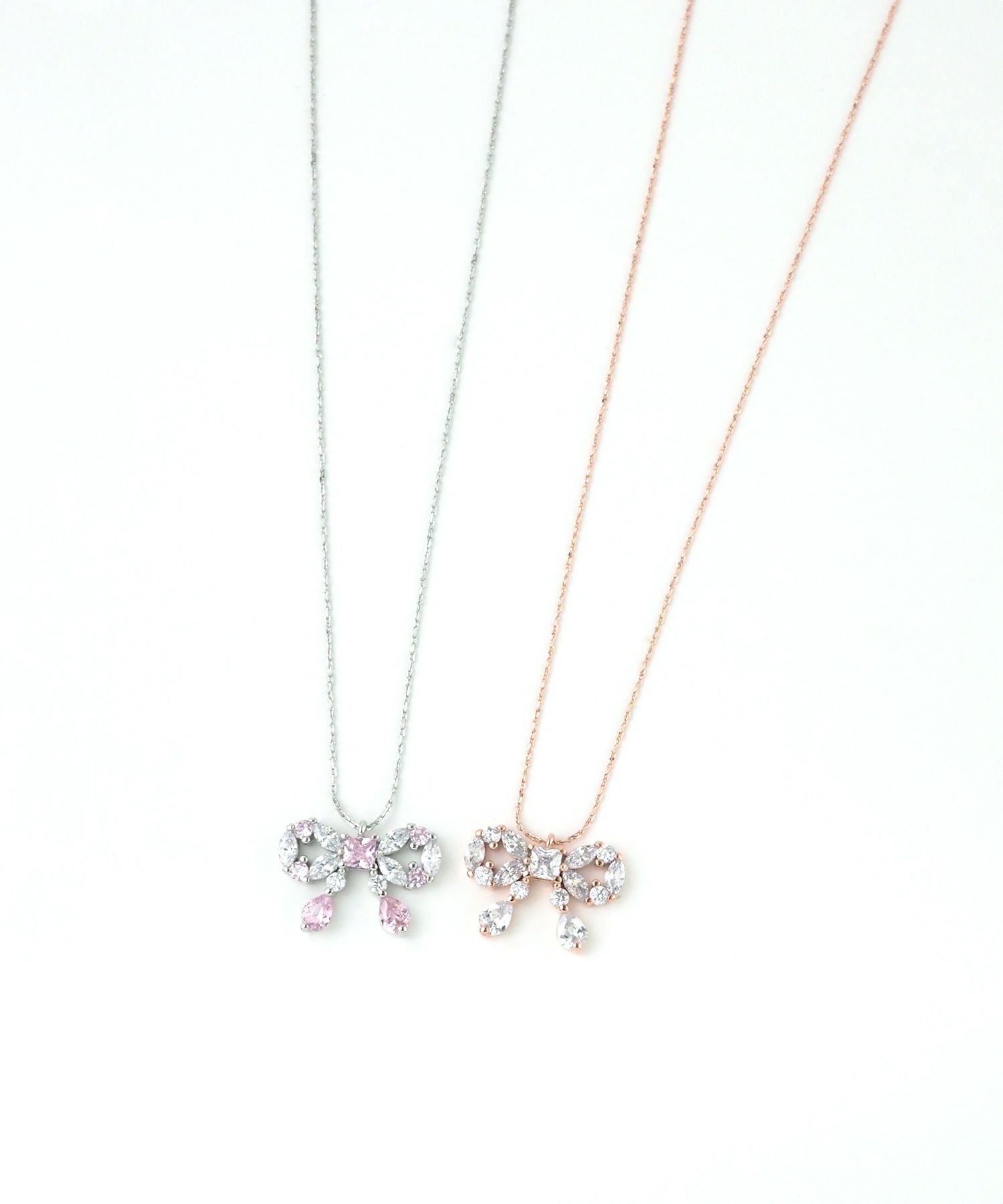 キュービックリボンシャイニーネックレス【Dahlia】