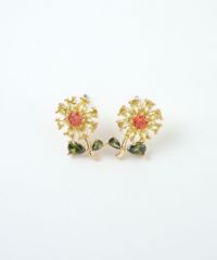 フィールドフラワーキュービックチタンポストピアス【Dahlia】