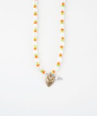 淡水パールクロスハートビーズネックレス