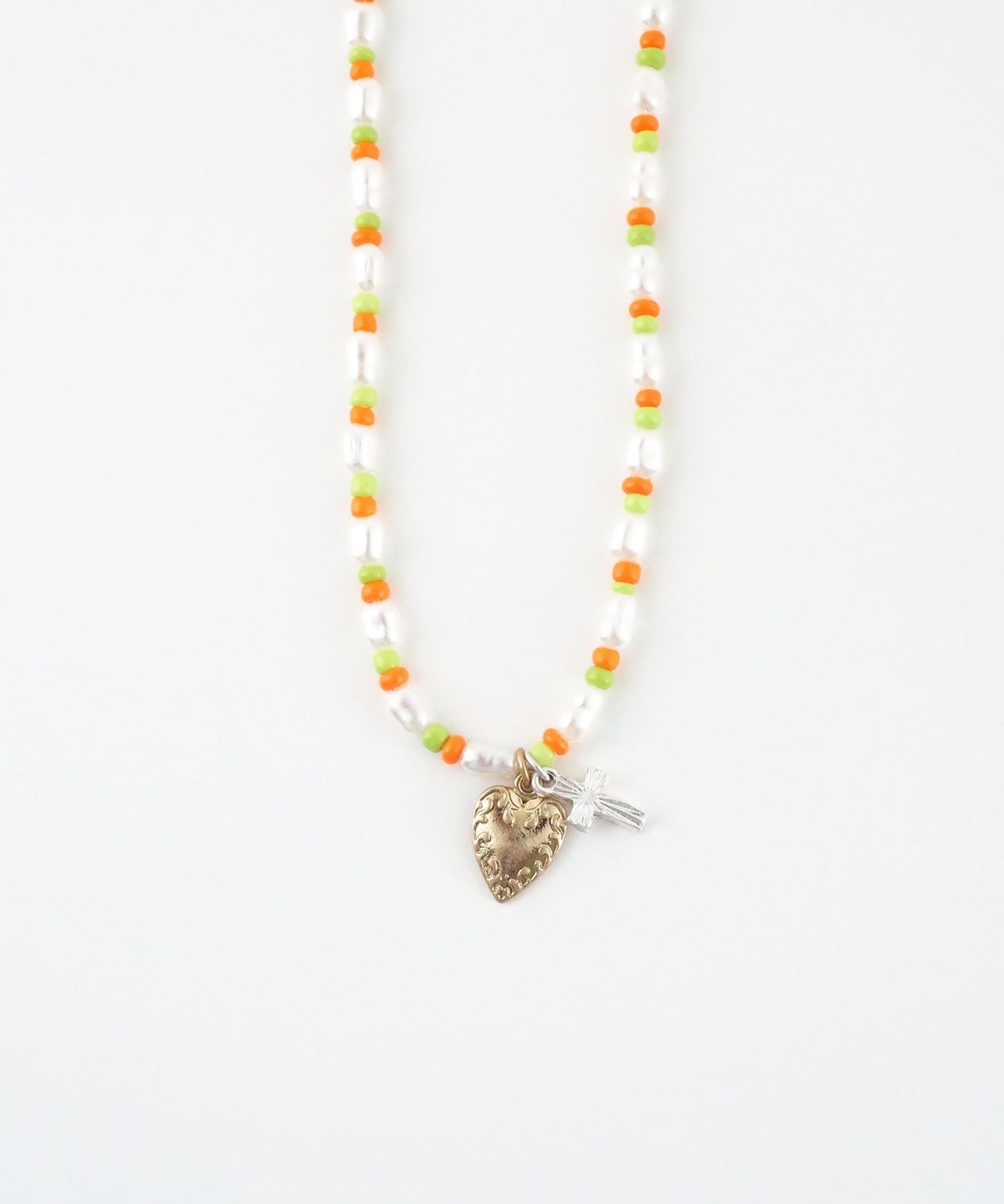 淡水パールクロスハートビーズネックレス | 【公式】MUK ONLINE SHOP