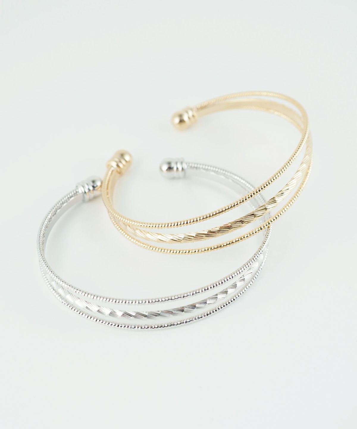 レイヤード3連メタルバングル