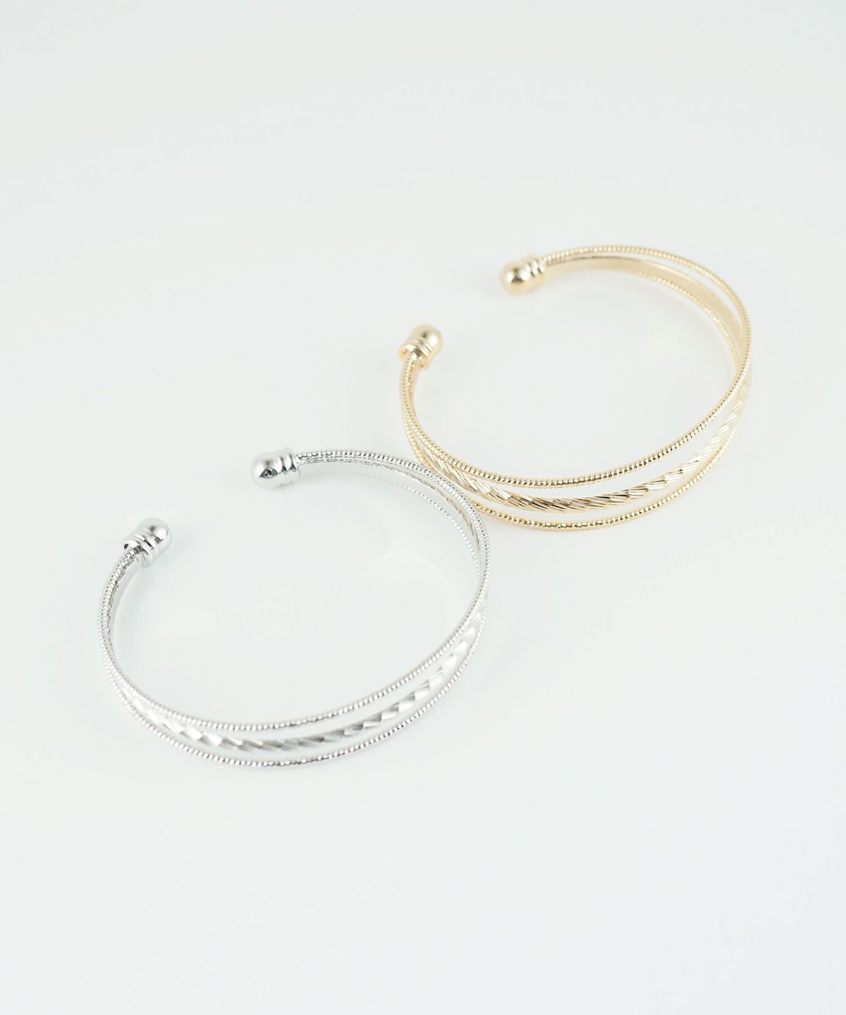 レイヤード3連メタルバングル