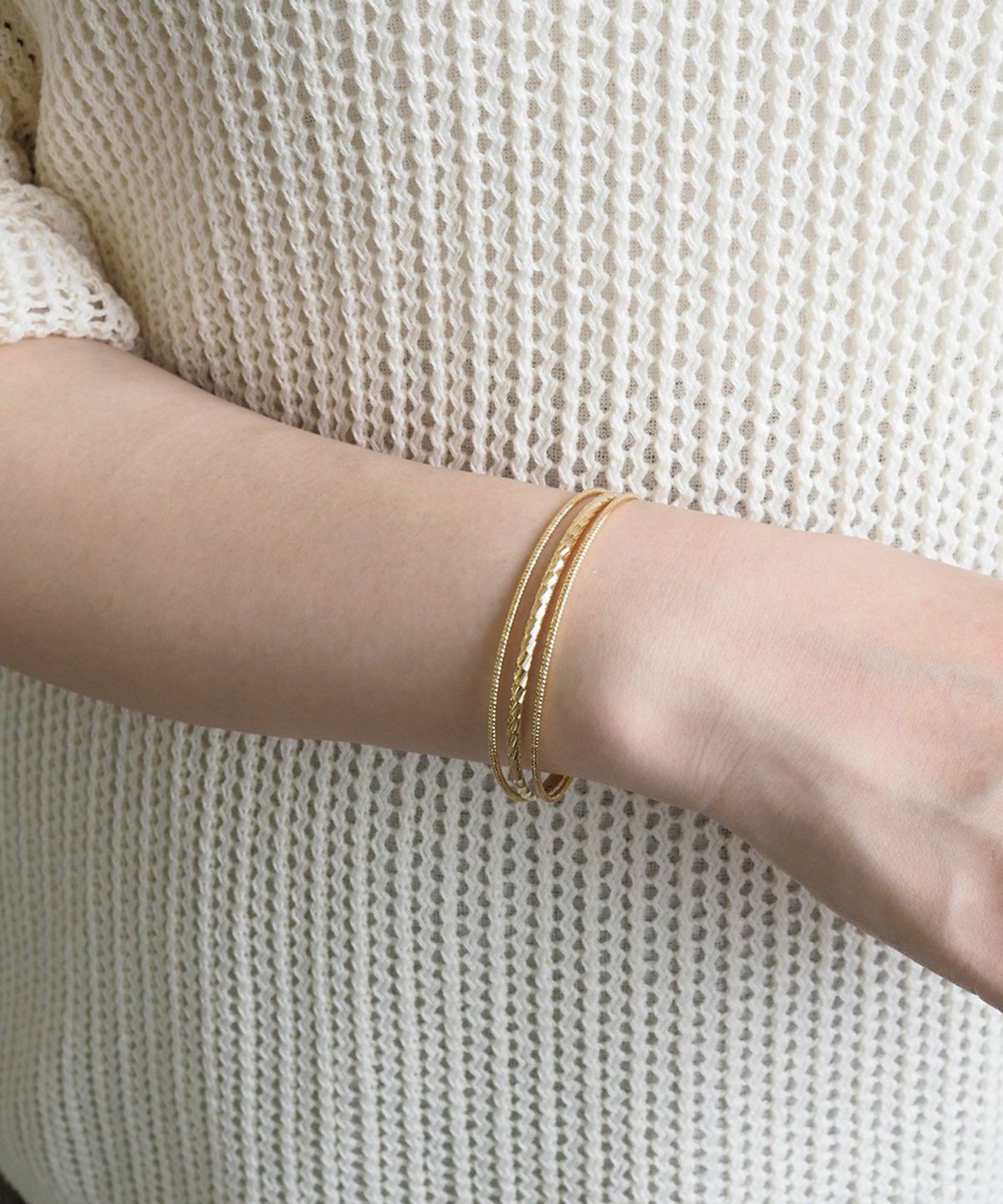 レイヤード3連メタルバングル