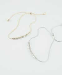 ラインストーンスライドチェーンブレスレット