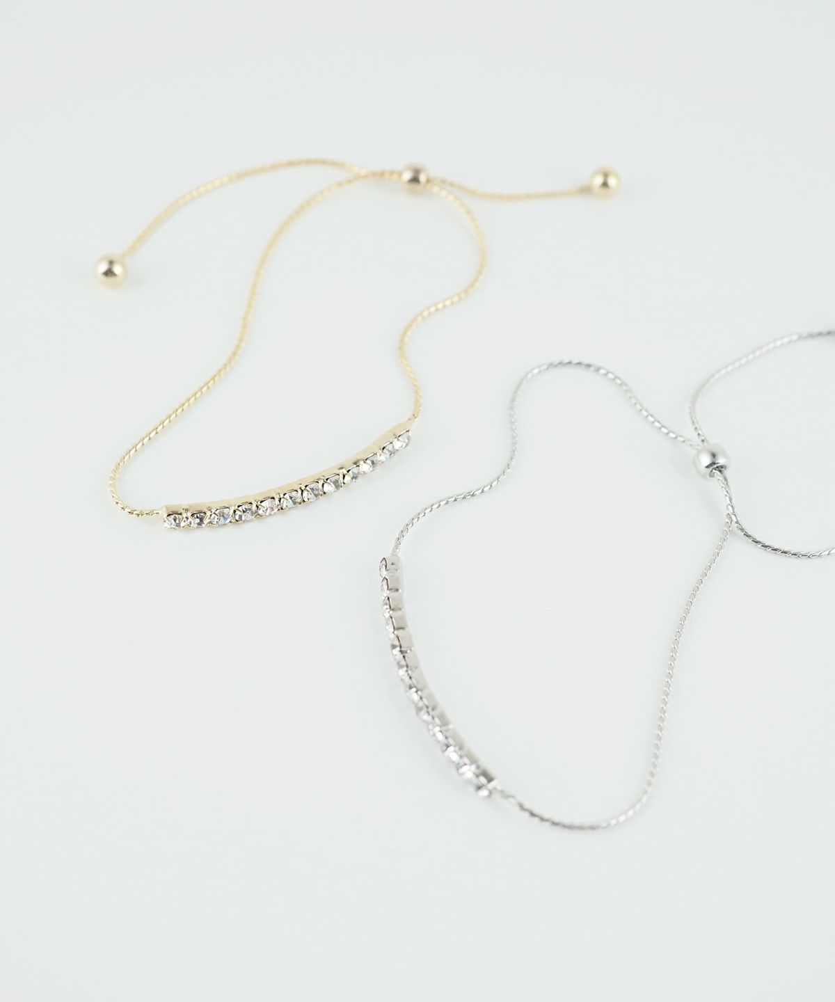 ラインストーンスライドチェーンブレスレット