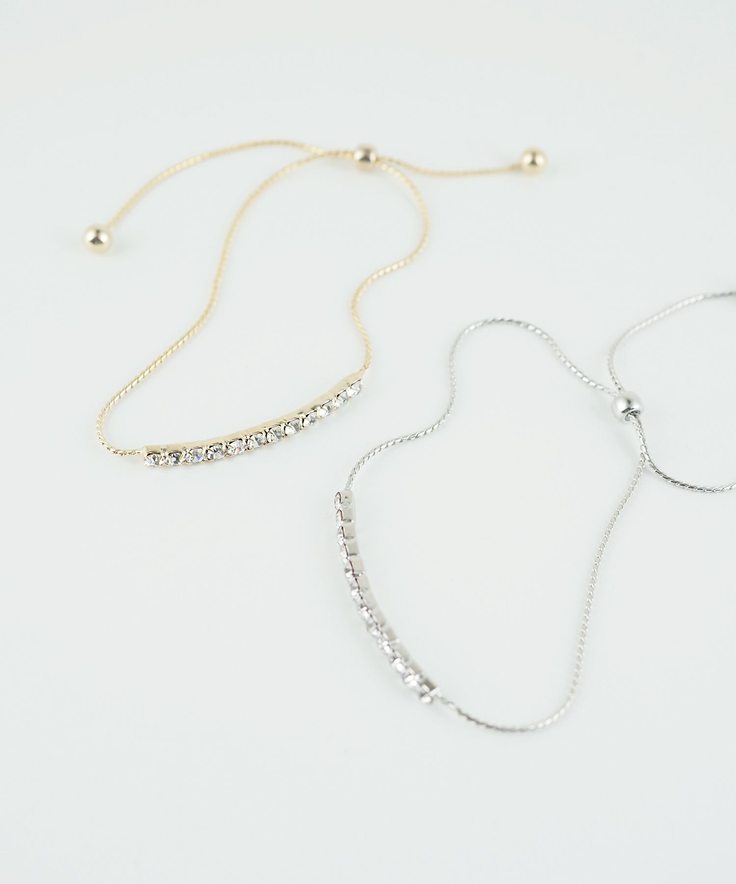 ラインストーンスライドチェーンブレスレット