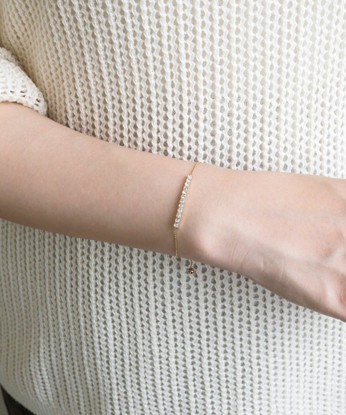 ラインストーンスライドチェーンブレスレット