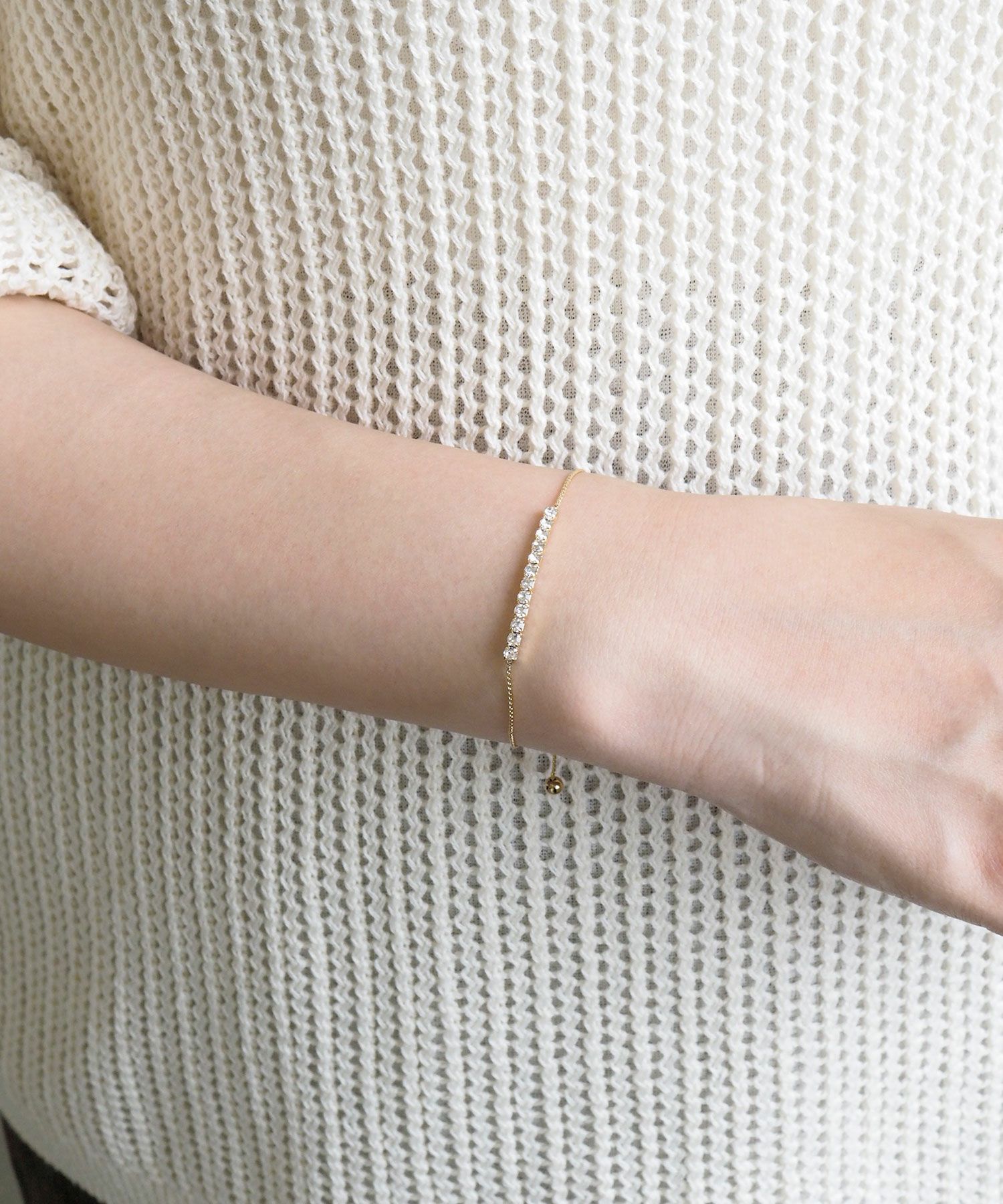 ラインストーンスライドチェーンブレスレット