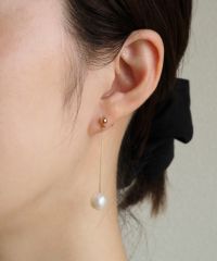 ツートンパールピュアチタンポストピアス【ISS】