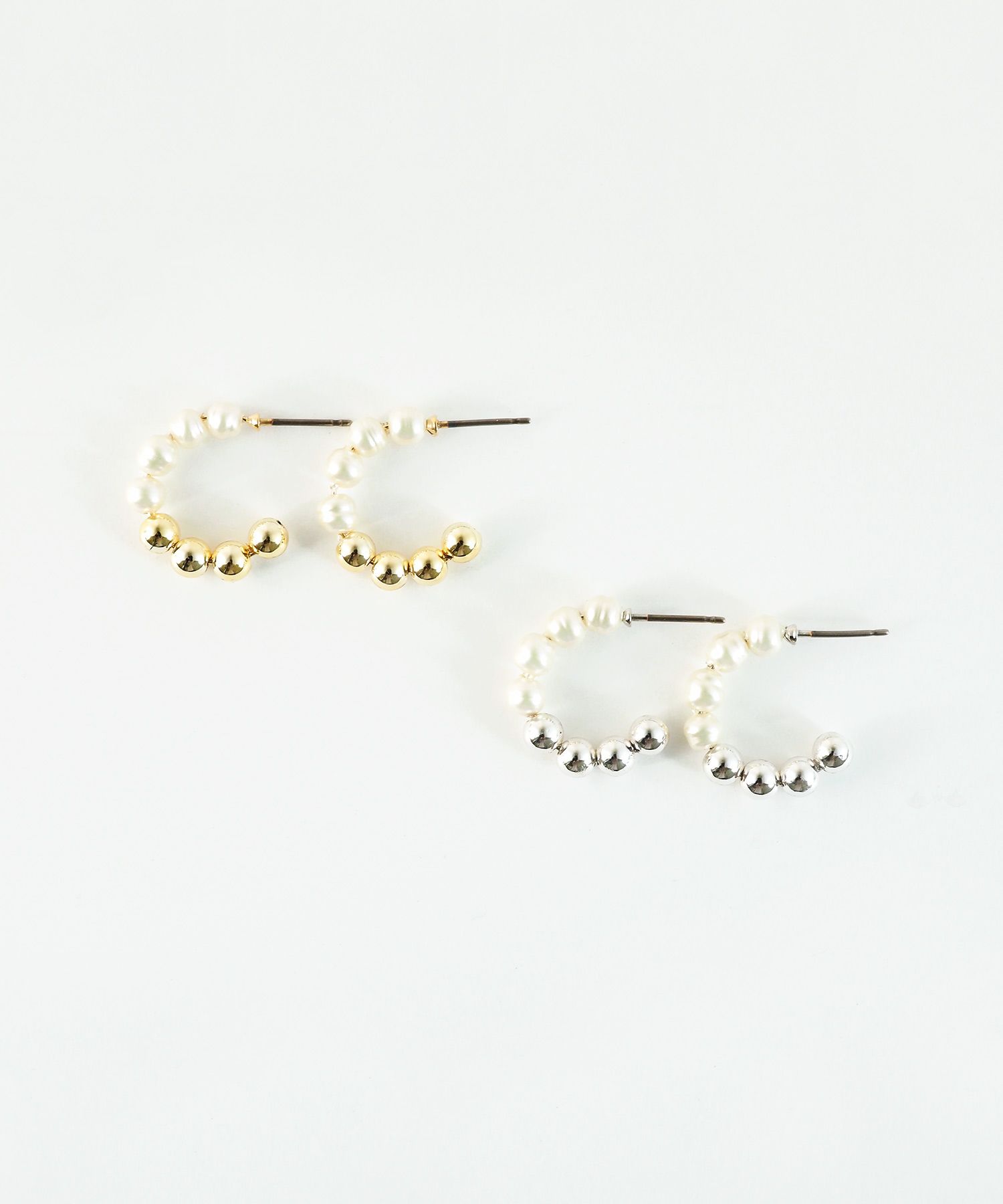 グラスパールフープピュアチタンポストピアス【ISS】