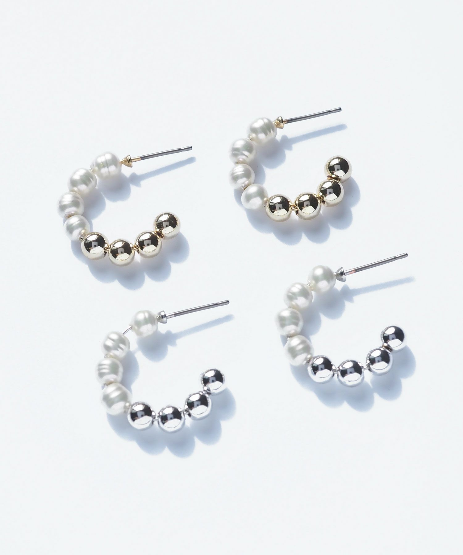 グラスパールフープピュアチタンポストピアス【ISS】