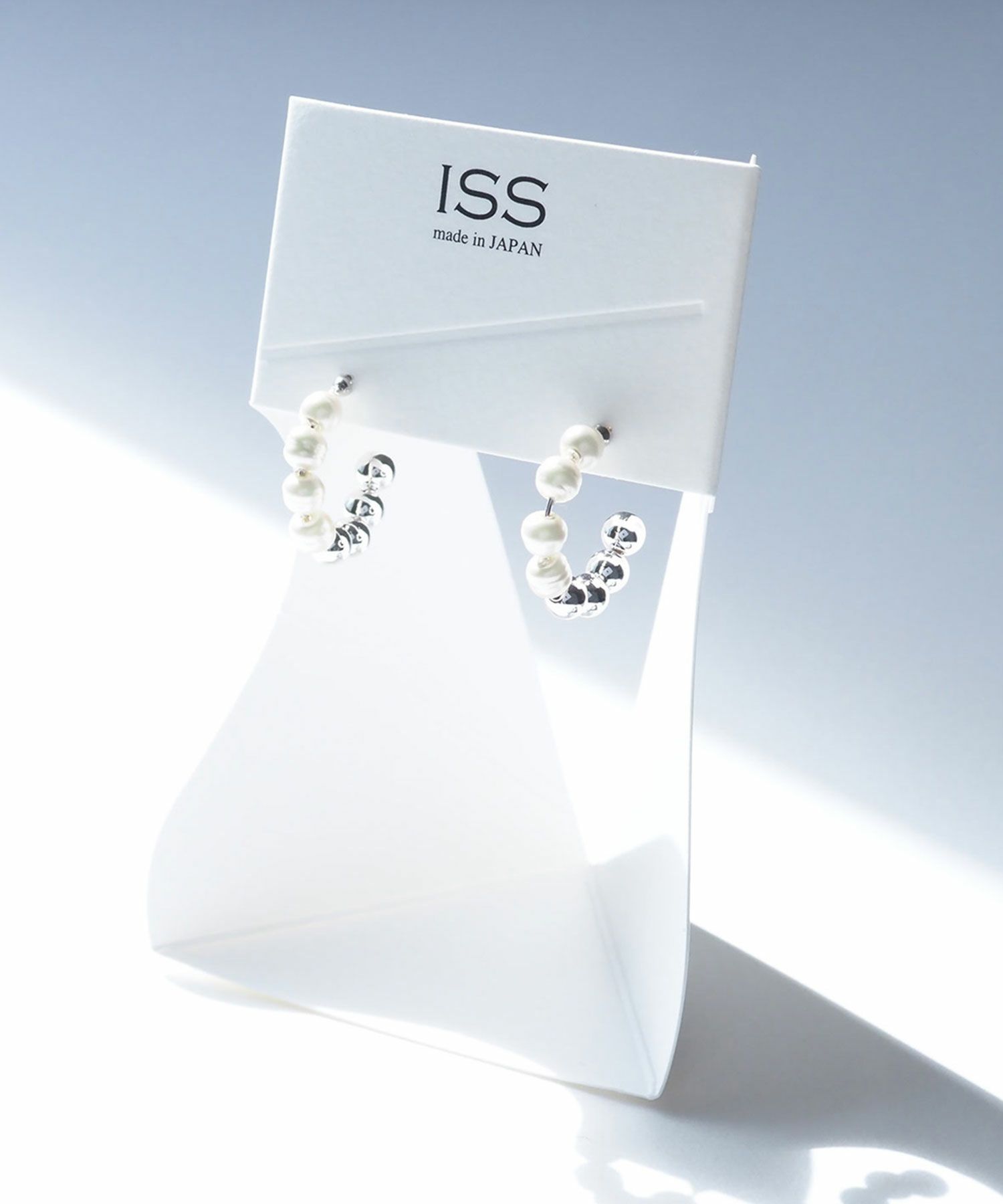 グラスパールフープピュアチタンポストピアス【ISS】