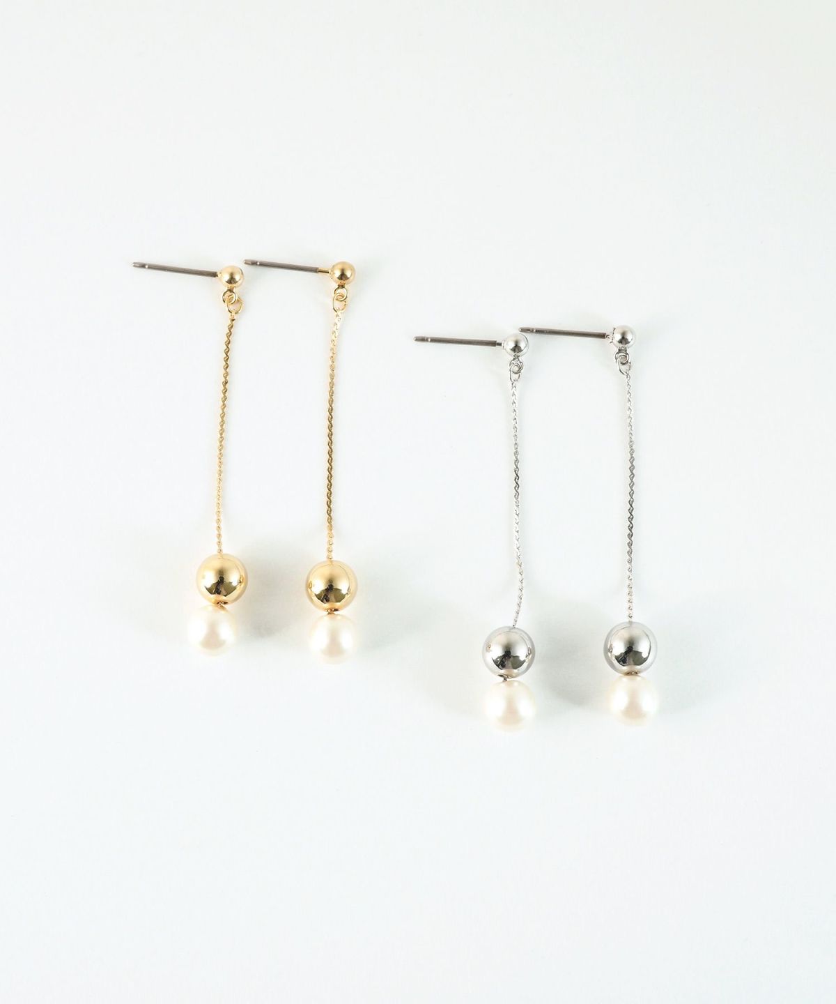 ロングダルマパールピュアチタンポストピアス 【ISS】