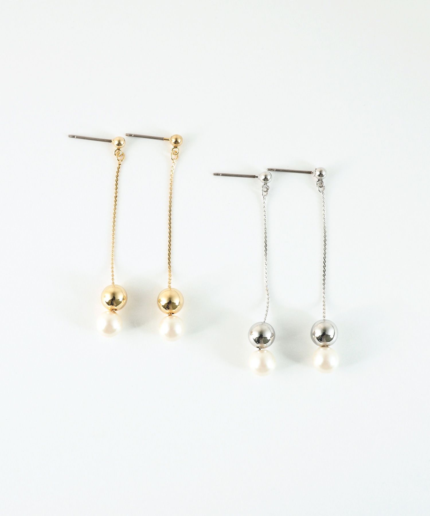 ロングダルマパールピュアチタンポストピアス 【ISS】