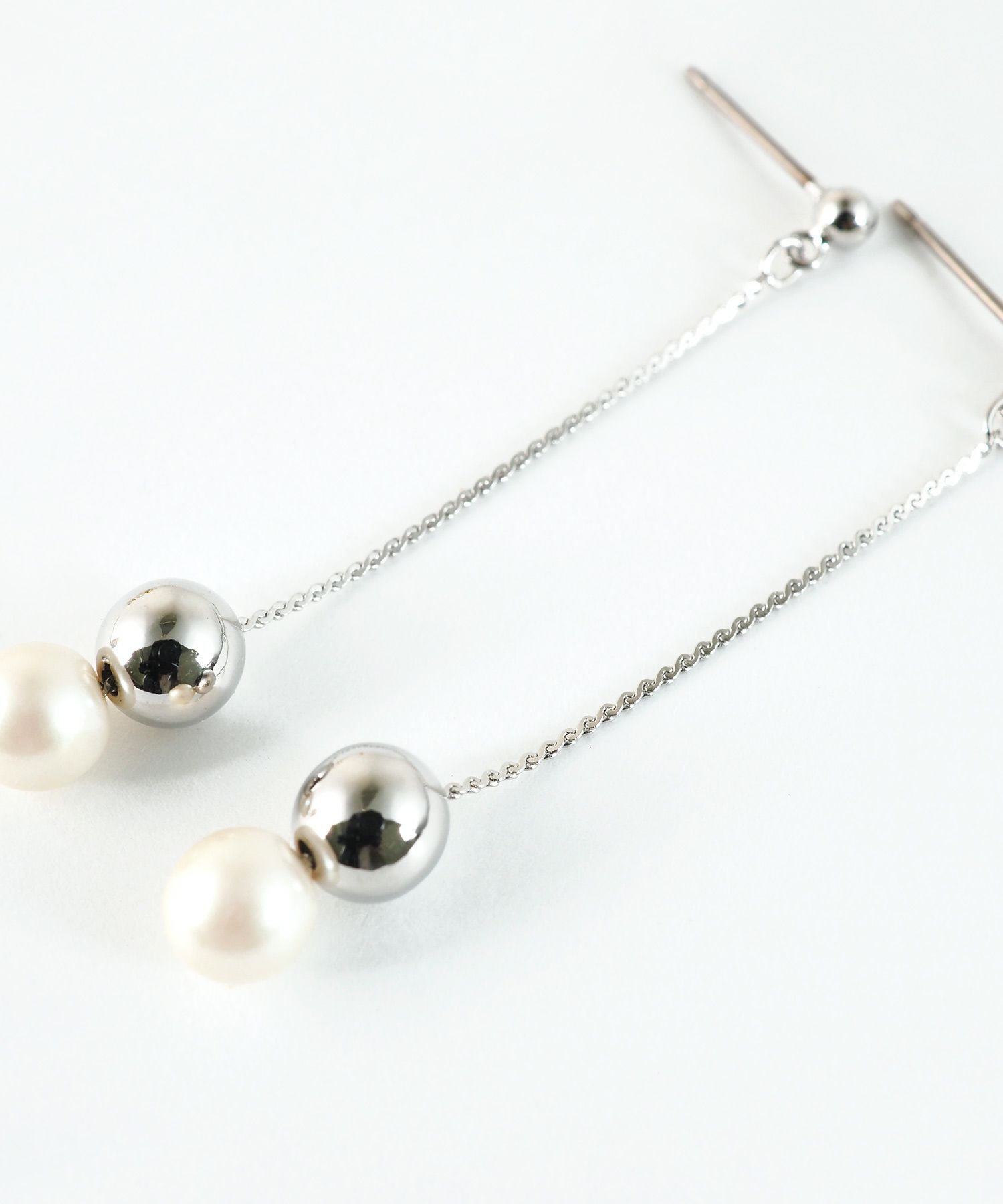 ロングダルマパールピュアチタンポストピアス 【ISS】