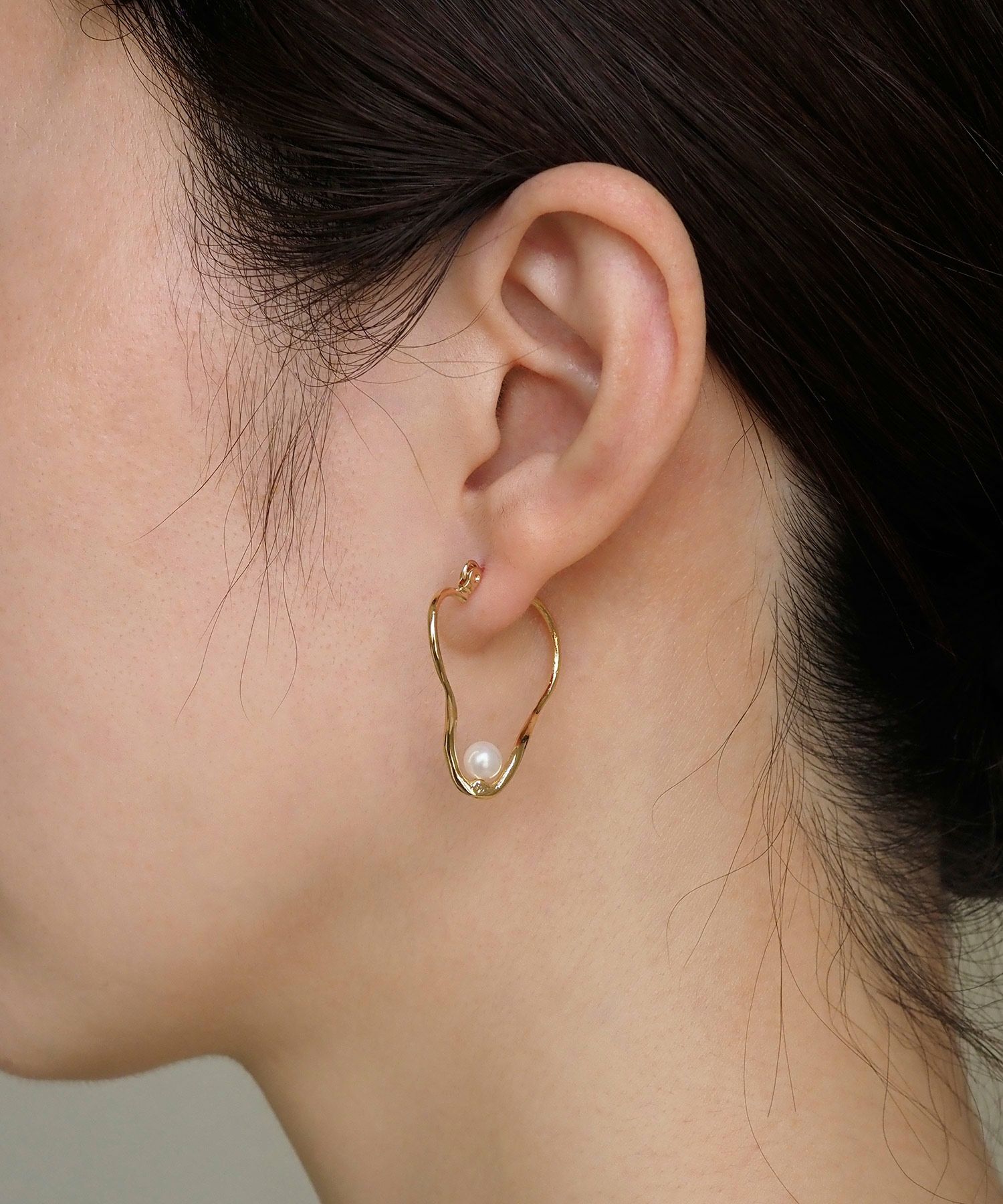 ハートパールピュアチタンポストピアス 【ISS】