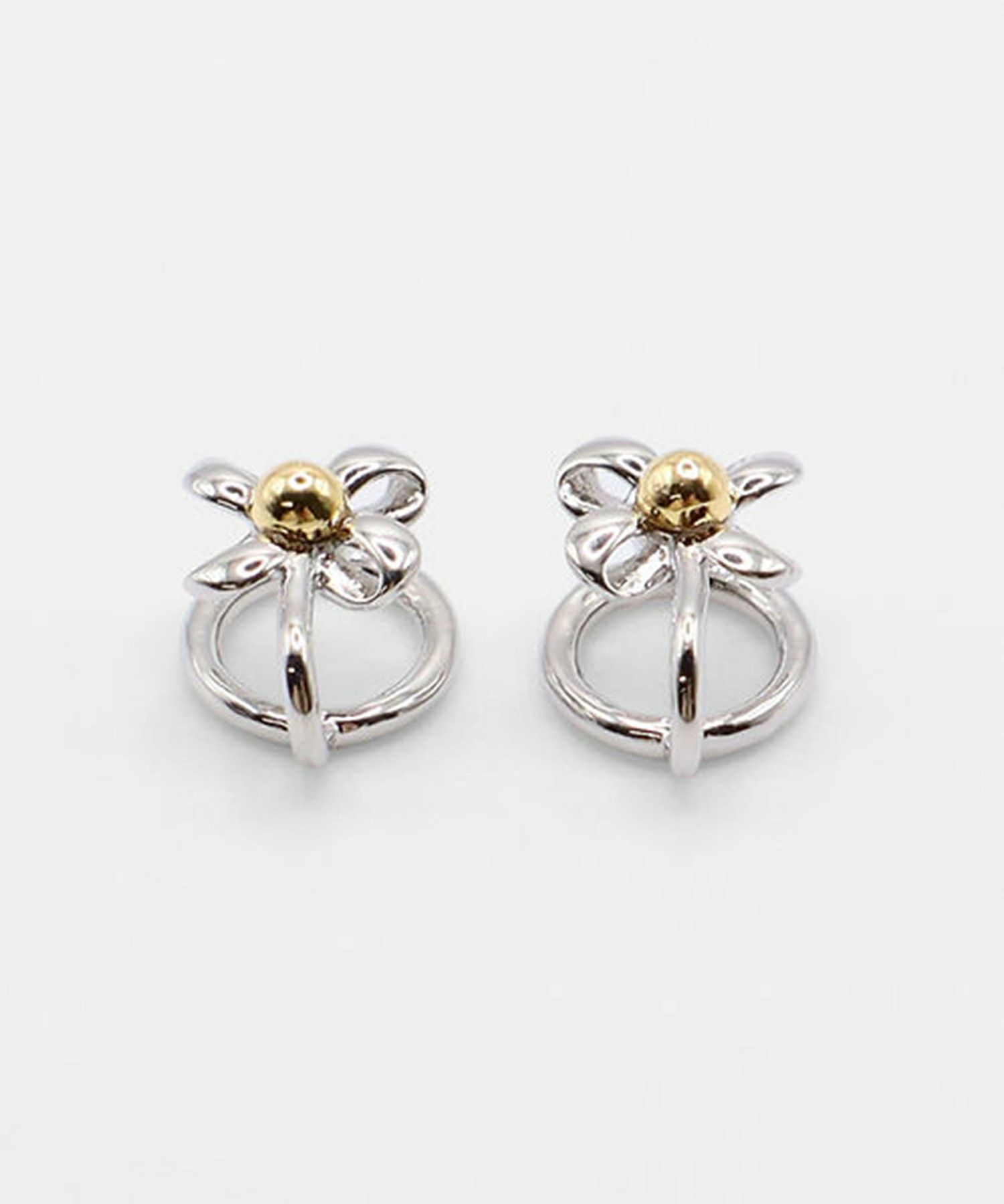 バイカラーフラワーラウンドメタルイヤリング3