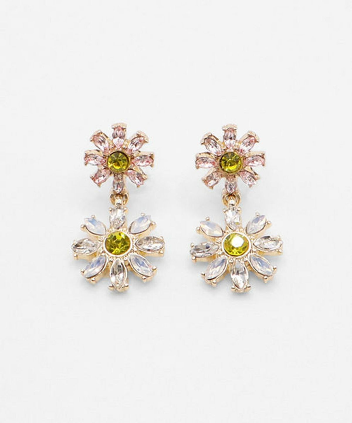 バイナリーフラワービジューチタンポストピアス