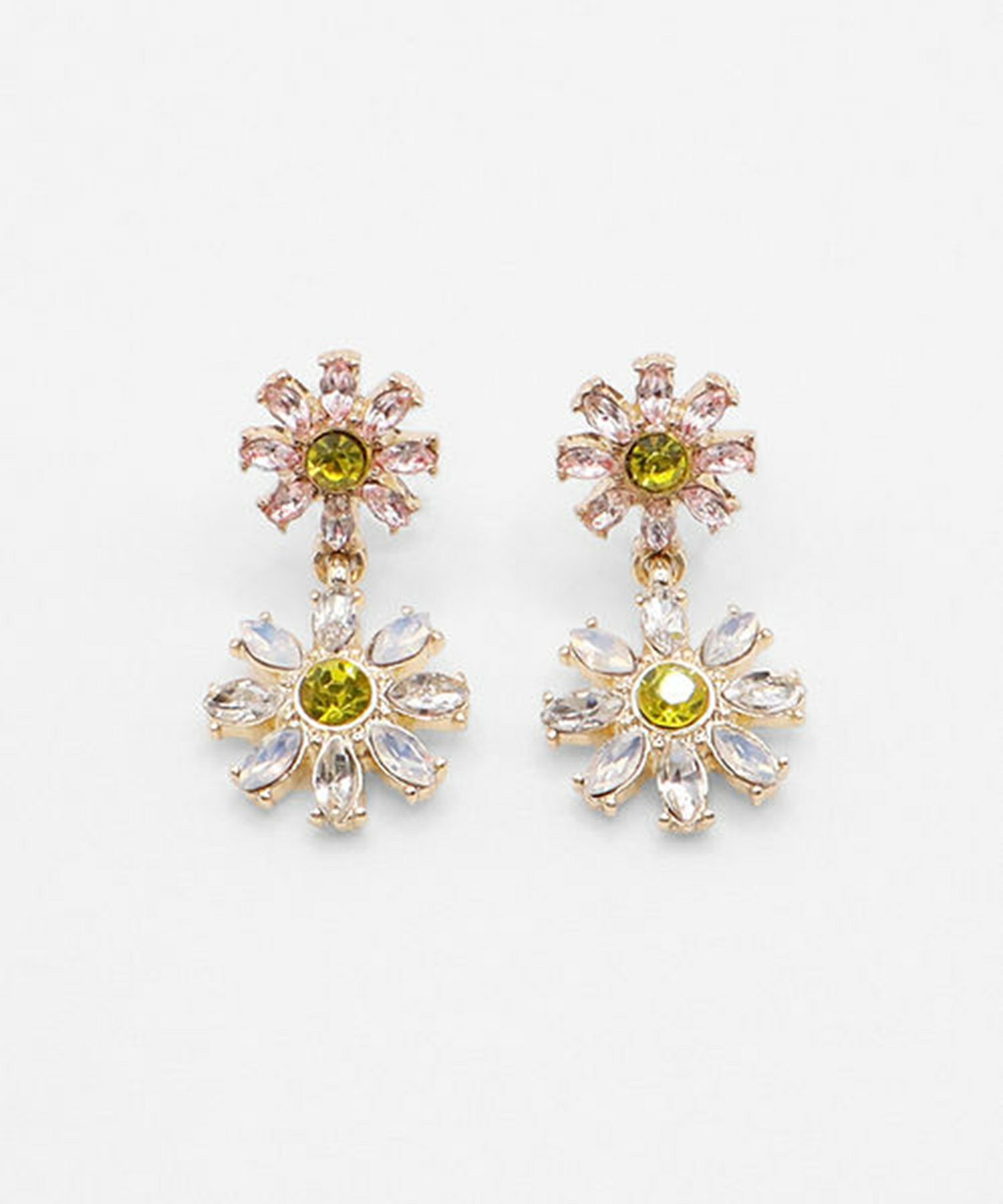 バイナリーフラワービジューチタンポストピアス