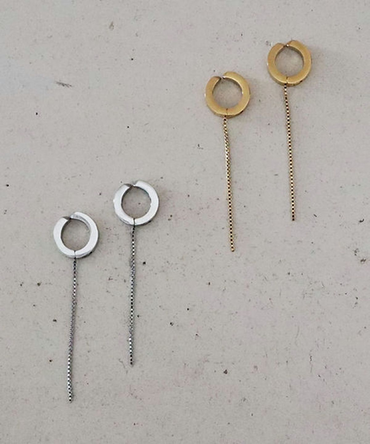 ナローチェーンワンタッチサージカルステンレスイヤリング