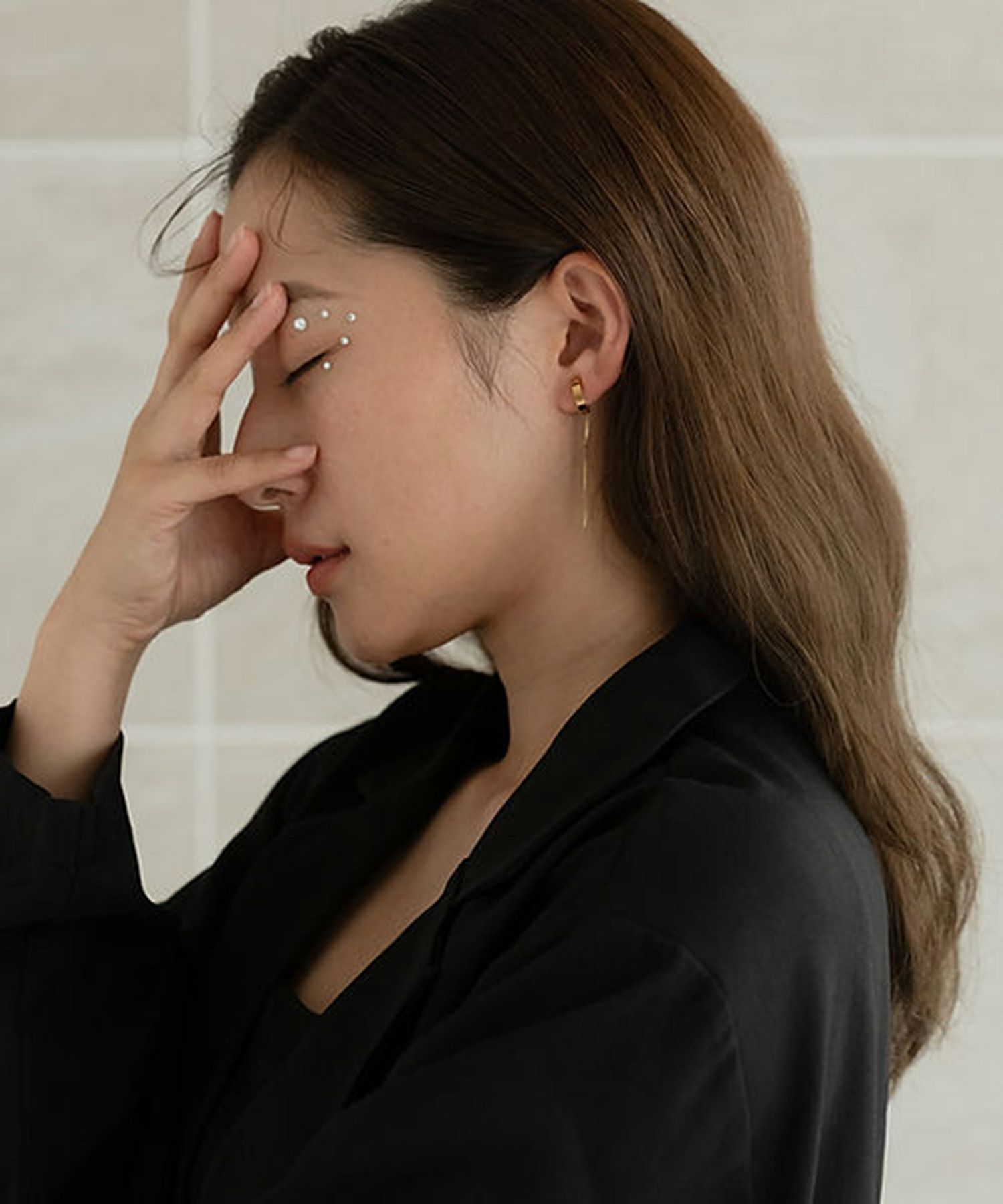 ナローチェーンワンタッチサージカルステンレスイヤリング