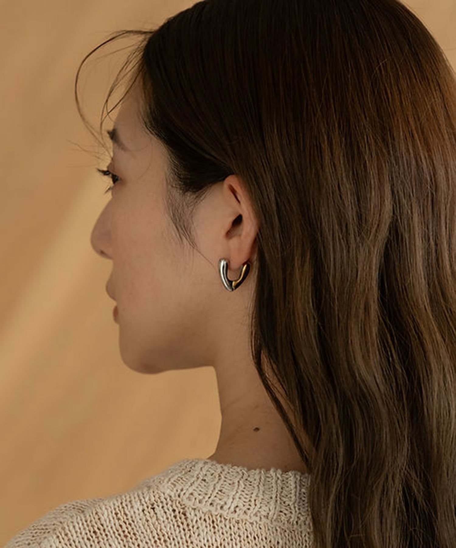 バイカラーハートフープサージカルステンレスピアス