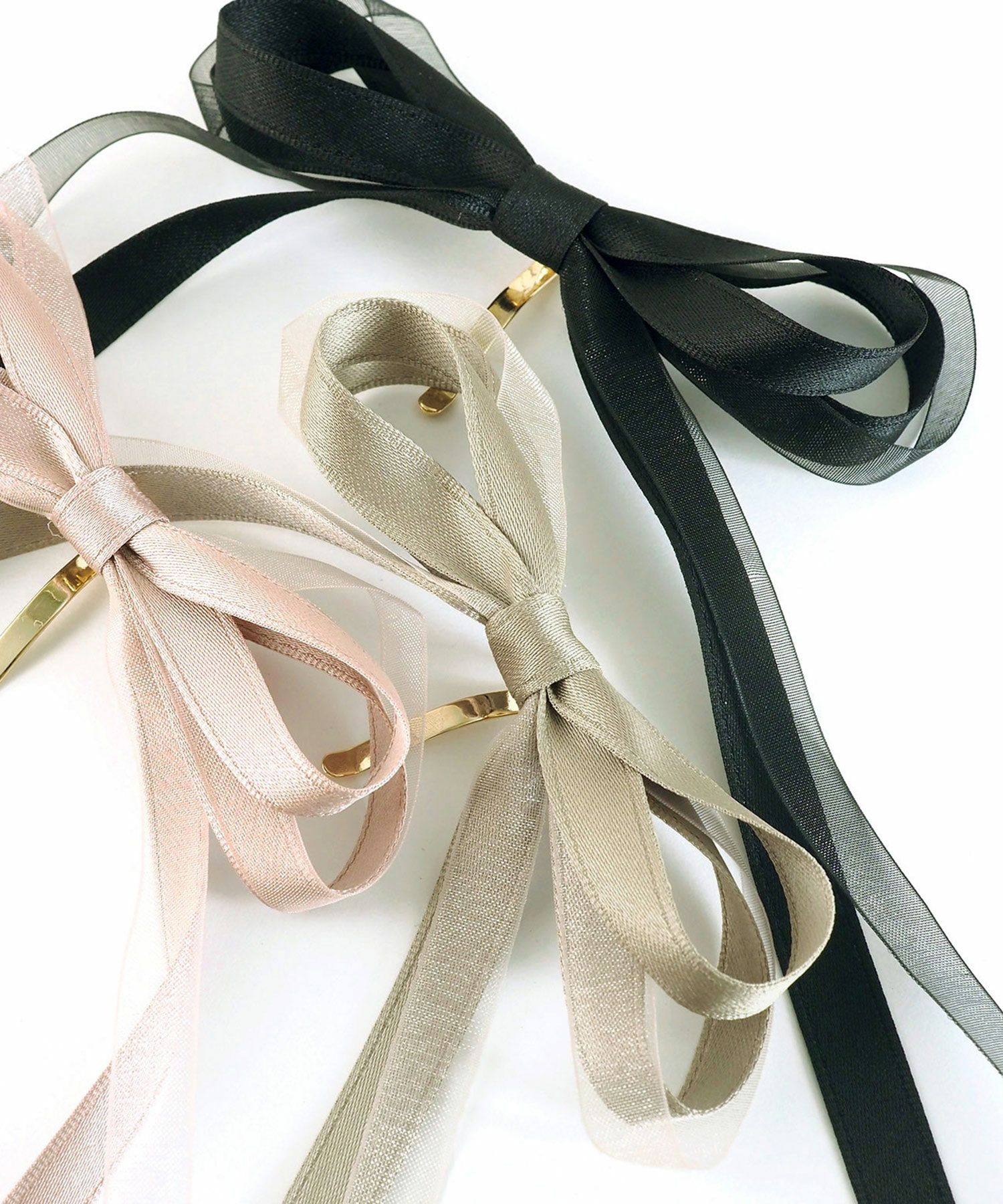 サテンオーガンジーリボンポニーフック